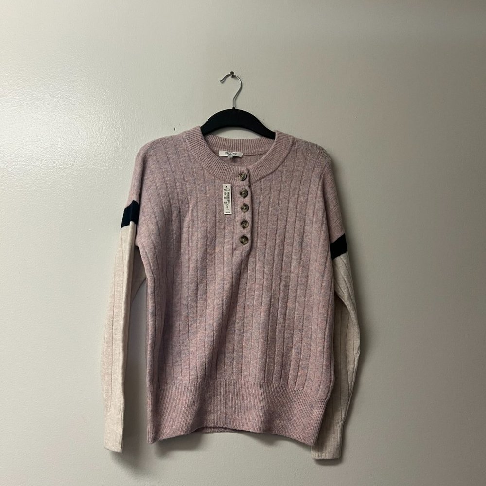 Madewell Striped Bowden Henley Sweater in Coziest Yarn NWT - Picture 6 of 8
